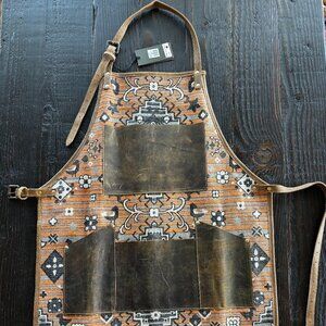 Rare Myra Bag Chef Secret Apron Canvas & Leather Cowhide NWT HTF 24x36